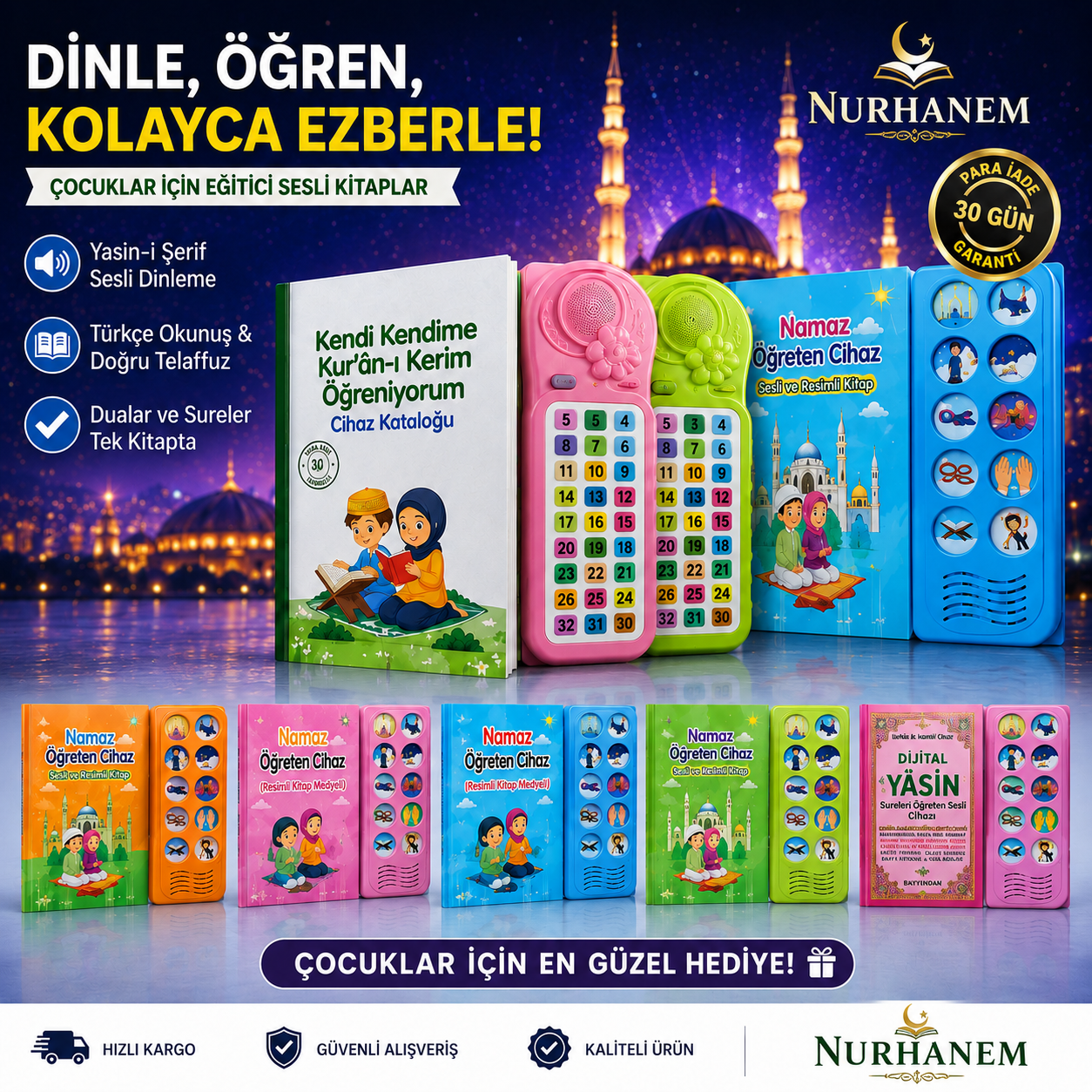 Kendi Kendime 10 Saatte Kur'an-ı Kerim ve Yasin Öğreniyorum Sesli Cihaz Kitabı